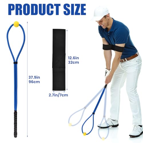 Golf Rope Swing Trainer Set, Golf Swing Training Aid to Improve Speed, Tempo, Rhythm, Flexibility and Strength, Included Correcting Arm Band&Rope Trainer with Weighted Ball