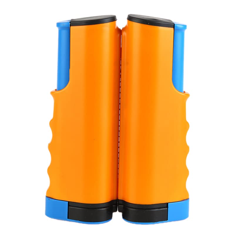 Retractable Table Tennis Net Rack with Safety Wavy Edge, Fashionable Portable Table Tennis Ball Net Rack for School and Gym, Essential Table Tennis Supplies - color: Orange Blue