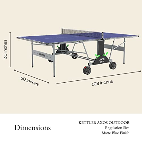 KETTLER Sport Axos Outdoor Table Tennis Table Bundle with Rackets and Balls