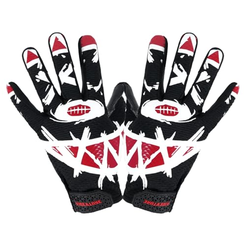 AIGEVTURE Youth Football Gloves Kids Receiver Gloves Sticky Football Gloves for Boys Girls - color: Black, size: Youth L&Adult XS