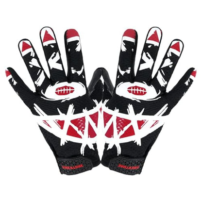 AIGEVTURE Youth Football Gloves Kids Receiver Gloves Sticky Football Gloves for Boys Girls - color: Black, size: Youth M