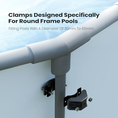 ECOPOOLTECH Pool Basketball Hoop with Backstop Net for Round Above-Ground Pools Only, Height Adjustable Thick PVC Backboard, Sturdy Stainless Steel Frame, Includes Basketball and Pump. - color: Light Blue