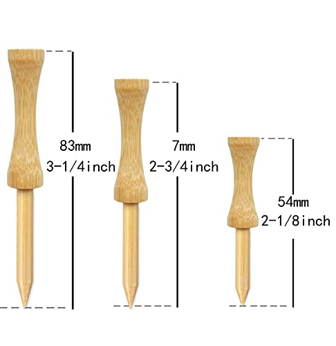 Step Down Golf Tees 2-1/8"or 2-3/4"or 3-1/4" 100 Pack Enduring Wooden Bamboo Golf Castle Tees