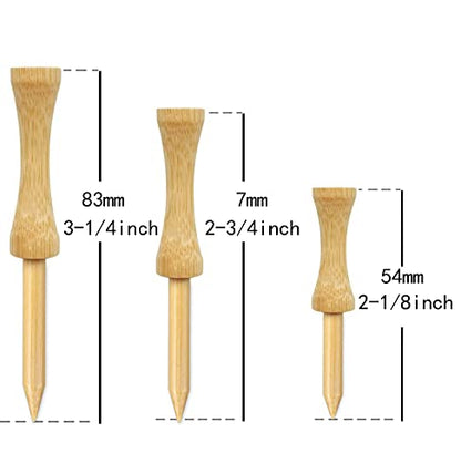 Step Down Golf Tees 2-1/8"or 2-3/4"or 3-1/4" 100 Pack Enduring Wooden Bamboo Golf Castle Tees