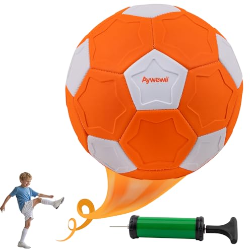 Outdoor Toys for Kids Size 4 Curve Soccer Ball for Ages 3-12, Soft Toddler Swerve Balls with Pump & Mesh Bag, Outside Indoor Sport Toy for Boy Girl Gift, Beginner Football for Yard Lawn Game Activity