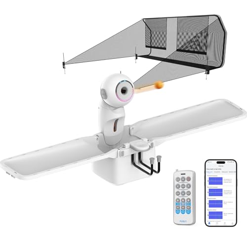 Table Tennis Robot, PUSUN Ping Pong Machine with Ball Recycling Facility, Built-in Preset Training Drills, Smart App Control, Real-time Spin/Speed/Landing Point Adjustment,Easy to Install