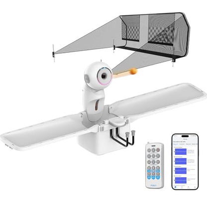 Table Tennis Robot, PUSUN Ping Pong Machine with Ball Recycling Facility, Built-in Preset Training Drills, Smart App Control, Real-time Spin/Speed/Landing Point Adjustment,Easy to Install