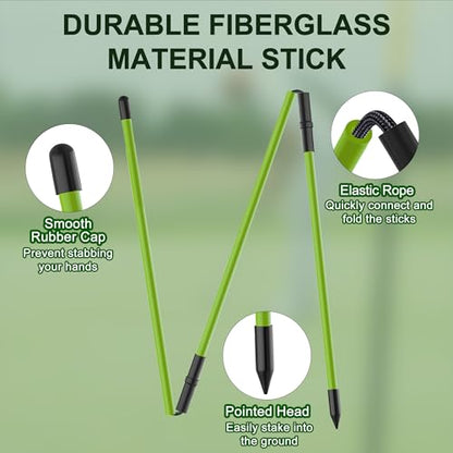 Kulamait 2 Pack Golf Alignment Sticks,Collapsible Golf Alignment Rods 48" Golf Practice Sticks Golf Training Aid for Aiming,Putting,Golf Training Sticks with Clear Tube Case - color: Green