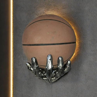 Mechanical Hand Wall Mounted Basketball Holder, Punk Style Garage Ball Storage Rack, Space Saving Display Stand for Room and Garage, Sports Wall Decor, Ball Organizer Shelf