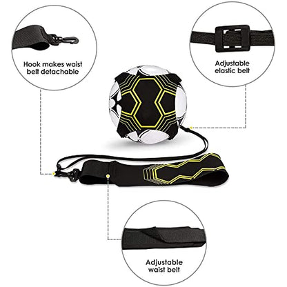 Soccer/Volleyball/Rugby Trainer, Football Kick Trainer, Solo Practice Training Aid, Soccer Training Belt, Adjustable Practice Belt for Kids and Adults Fits Ball Size 3, 4, 5, Kids and Adults