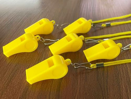 20 Pcs Plastic Loud Whistles with Lanyard for Referee Coaches Basketball Football Sports Training Game Event Lifeguard Survival Emergency Fun School Kids Tool Set Suppliers - color: Yellow