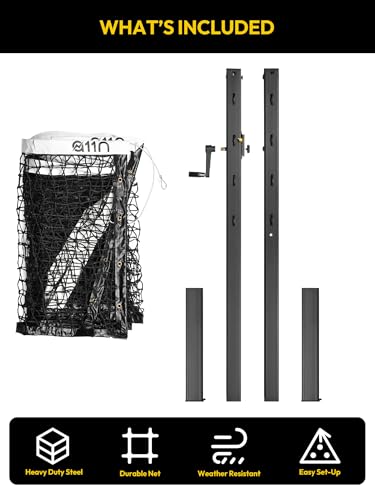 A11N SPORTS Pro-Grade In-Ground Pickleball Net System with Heavy-Duty Carbon Steel Posts, Rust-Proof All-Weather Construction, Easy Sleeve Installation, Official Size for Outdoor Court