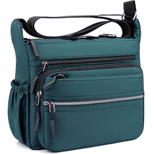 Mudono Messenger Bag for Men Nylon Waterproof Shoulder Bag Multi-pocket Crossbody Bag Daily Travel Bag Lightweight Satchel - color: Light Blue