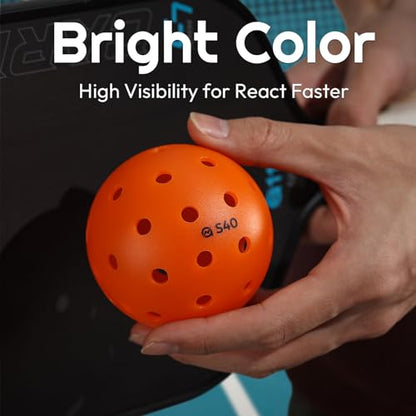 A11N S40 Outdoor Pickleball Balls- USA Pickleball Approved for Tournament Play, 3/6/12/50-Pack, Neon Green/Fuchsia/Tangerine - color: Tangerine, style: 12 Packs