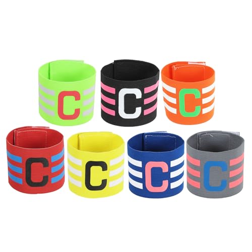 MECCANIXITY Soccer Captain Armband, Nylon Captain Arm Bands for Soccer Elastic Captain C Arm Band Sports Captain Armband for Football Team Training Youth & Adult - color: Grey/Orange/Black/Green/Blue/Red/Yellow