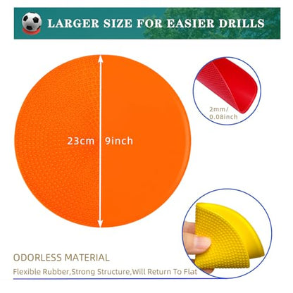 LAZR Non Slip Agility Marker Aggregate Dots 4.72 inch 9 inch Floor Dot Marker for Classroom Dance Sports Football Basketball Speed Agility Training - style: 9inch 60pcs