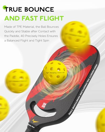 Warping Point Pickleball Balls | 26 Holes, 40 Holes | 4 Pack, 12 Pack | Meet USAPA Specifications | High Bounce Durable Practice Pickle Ball for Beginner & Intermediates | Orange, Blue, Yellow, Green - size: 4 pack