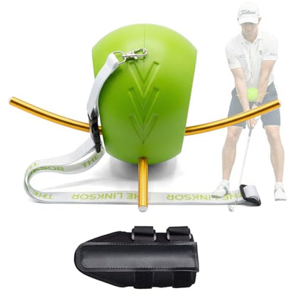 RILL 2-in-1 Golf Training Aid Set, Golf Swing Trainer for Posture Correction, Upgraded Memory Foam Smart Ball with Lanyard & Lead Wrist Trainer Brace for Muscle Memory, Corrects Chicken Wing