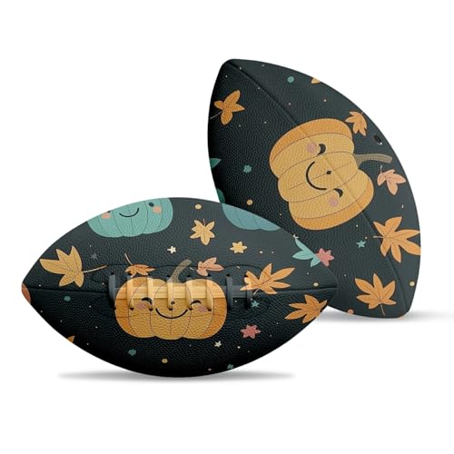 American Football, Official Size 11.9 x 7.3 Inch, Premium Composite Leather High-Grip Ball with Pro-Style Lacing, Unique Prints for Training, Games & Gifts - color: Pumpkins