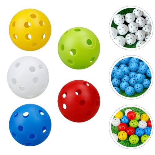 Cabilock 50pcs Practice Golfing Balls Porous Plastic Training Balls Multi-Color Indoor Golf Supplies for Swing and Driving Range Training