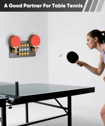 Ping Pong Paddle Holder, Wall Mounted Metal Magnetic Table Tennis Storage Rack Holds - size: 3-Tier