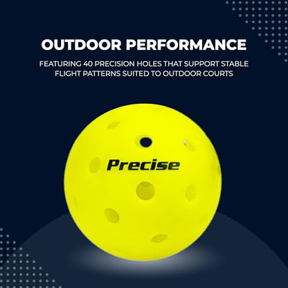 PRECISE Pickleball Balls – Outdoor A 40 Model with 40 Holes – USAPA Approved – Durable Flight Design - color: Yellow, size: 36 Balls