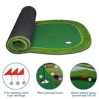 Golf Putting Green/Mat-Golf Training Mat- Professional Golf Practice Mat- Green Long Challenging Putter for Indoor/Outdoor - style: 5x12ft mat
