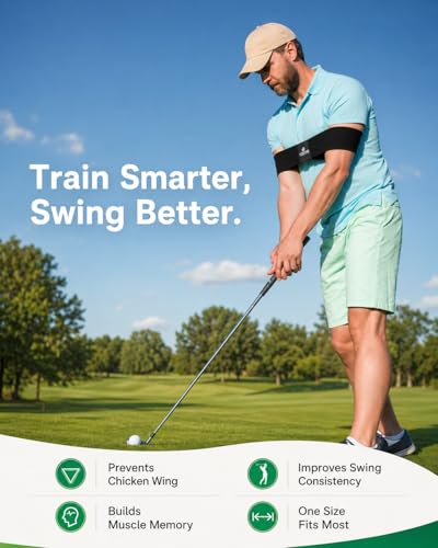 Golf Arm Band Training Aid for Swing Connection, Arm Connection Golf Trainer for Better Tempo, Ball Striking & Consistency, Easy Golf Swing Training Aid for Indoor Practice, Golf Gift for Golfers