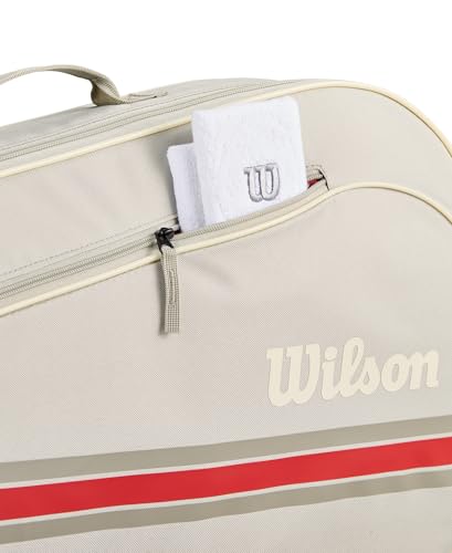 WILSON 2025 Team Tennis Racket Bags - color: Oats/Red, size: Holds up to 3 Rackets