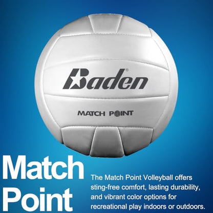 Baden | Match Point | Cushioned Synthetic Leather | Outdoor Recreation Backyard Volleyball + College Camp Ball | Official Size 5 - color: White