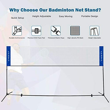 DORTALA Portable Badminton Net 10FT, Freesting Soccer, Volleyball, Pickleball, Tennis Net, Adjustable Height, Easy Setup Badminton Net for Indoor Outdoor Court Beach Backyard