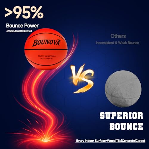 BOUNOVA Silent Basketball | Real Feel Powerful Bounce | Elegant Gift Box Packaging | Pro-Grade PU Foam Indoor Basketballs for Quiet Dribbling & Training - size: Size 7