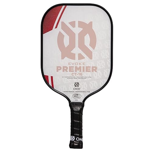 Onix Evoke Premier Professional Tournament Pickleball Paddle Composite Face Impact Paddle Shape - color: Red - CT-16 Standard Weight 16mm, size: Medium, style: 16mm
