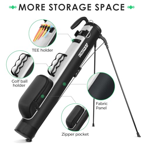 Findway Golf Stand Bag, Small Golf Bag for The Driving Range, Par 3 and Executive Courses, Lightweight Golf Club Carry Bag with Ball Holder and Pockets for Men Women - color: Black