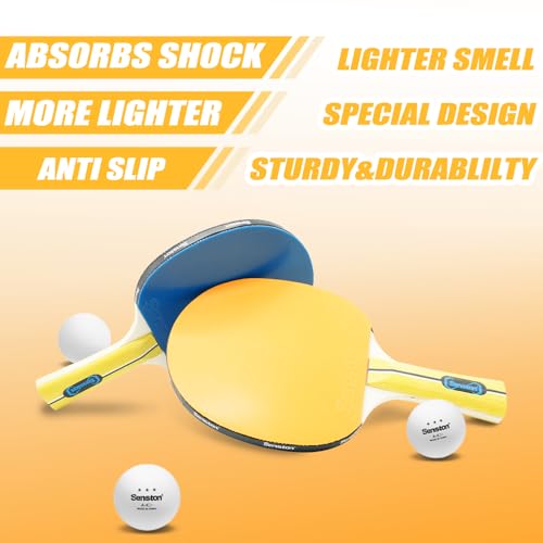 Senston Ping Pong Paddles- Fashionable Ping Pong Paddles Set of 4,Perfect for Family and Friends | The Best Table Tennis Paddles!
