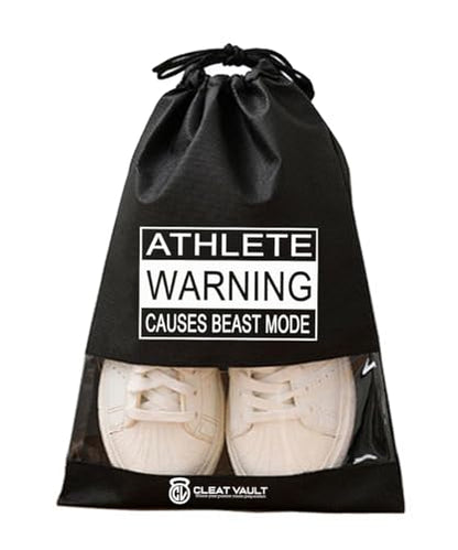 Generic Cleat Vault | High-Performance Sports Travel Shoe Storage Bag w/Motivation (Beast Mode, Black, Large (US Shoe Size 7+)), CV-FC100