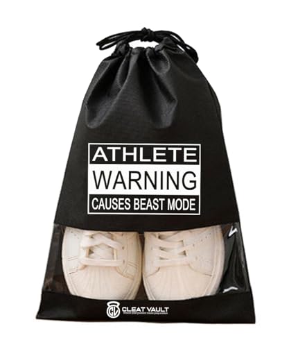 Generic Cleat Vault | High-Performance Sports Travel Shoe Storage Bag w/Motivation (Beast Mode, Black, Large (US Shoe Size 7+)), CV-FC100