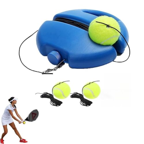 Tennis Trainer Rebound Ball Set with Weighted Base, Tangle-Free Design, Anti-Slip, Portable, for Solo Practice on Any Surface - color: With 2 Balls