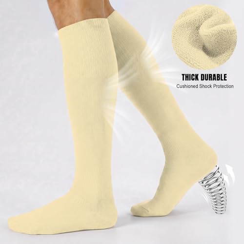 XZQTIVE Baseball Softball Socks and Baseball Softball Belt Combo Set Knee-High Soccer Socks for Kids Youth Adult - color: Cream, size: Kid