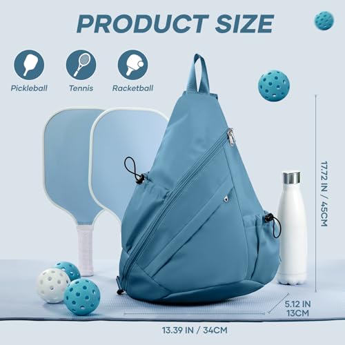 Pickleball Bag for Women Men, Crossbody Sling Bags Pickleball Paddle Bag Should Chest Bags Backpack - color: Peacock Blue