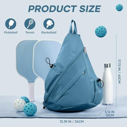 Pickleball Bag for Women Men, Crossbody Sling Bags Pickleball Paddle Bag Should Chest Bags Backpack - color: Peacock Blue