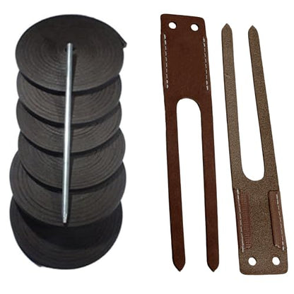 TOFL Baseball Glove Lace Kit | 6 Leather Laces, Lacing Needle, Thumb & Pinky Straps | Heavy Duty Baseball Glove Relacing Kit - color: Dark Brown