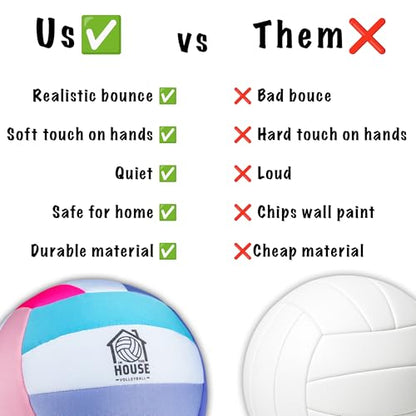 in The House Soft Indoor Volleyball for Boys & Girls (Ages 3+) – Realistic Feel - Training Ball for Indoor Play - Bring Vball Practice Home - Great Gift for Any Volleyball Player