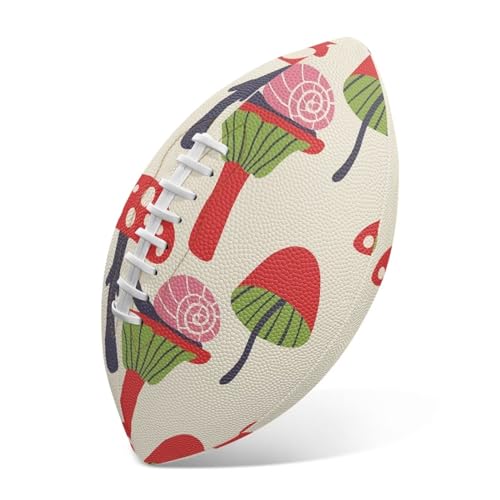 SYtrade Recreational Football Game Footballs PU Composite Leather Footballs for Training Indoor Outdoor - color: Mushroom Snail Khaki