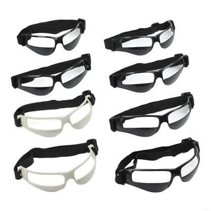 8PCS Basketball Dribbling Training Glasses, Adjustable Elastic Band Plastic Frame Sports Training Eyewear for Teens