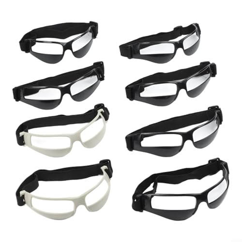 8PCS Basketball Dribbling Training Glasses, Adjustable Elastic Band Plastic Frame Sports Training Eyewear for Teens
