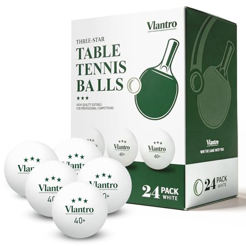 24 Pack 3-Star White Table Tennis Balls, Premium 40+ ABS Regulation Bulk Ping Pong Balls for Competition & Training, for Indoor/Outdoor Play