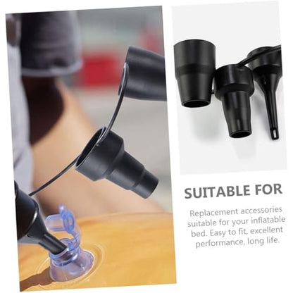 5Pcs Black Replacement Nozzles Electric Air Pump, 3 Sizes Plastic Nozzles Head for Air Bed, Inflatable Pool Sofa Swimming Ring, Mattress, Camping Cushions, Toy, Balloons, Yoga Balls