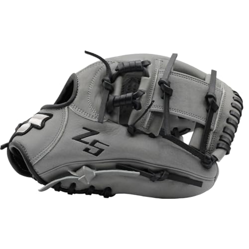 SSK Z5 Craftsman Youth Baseball Glove – 10.5” – 11” – 11.25” – 11.5” Right & Left Hand Throw - color: Grey/Black - I Web, size: 11" - Right Hand Throw