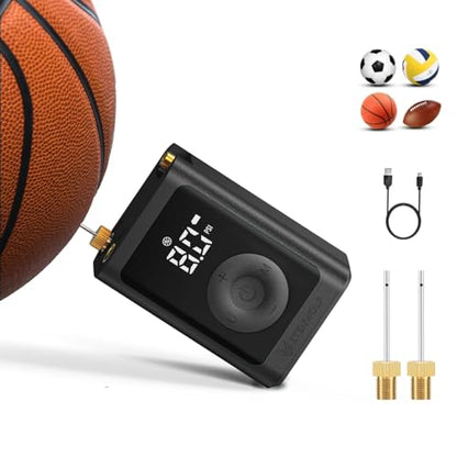 ETENWOLF Electric Ball Pump Inflation & Deflation 2-17PSI, 2600mAh Basketball Pump with Precise Pressure Gauge, Rechargeable Air Pump for Balls, Soccer Ball Air Pump - color: Deep Black